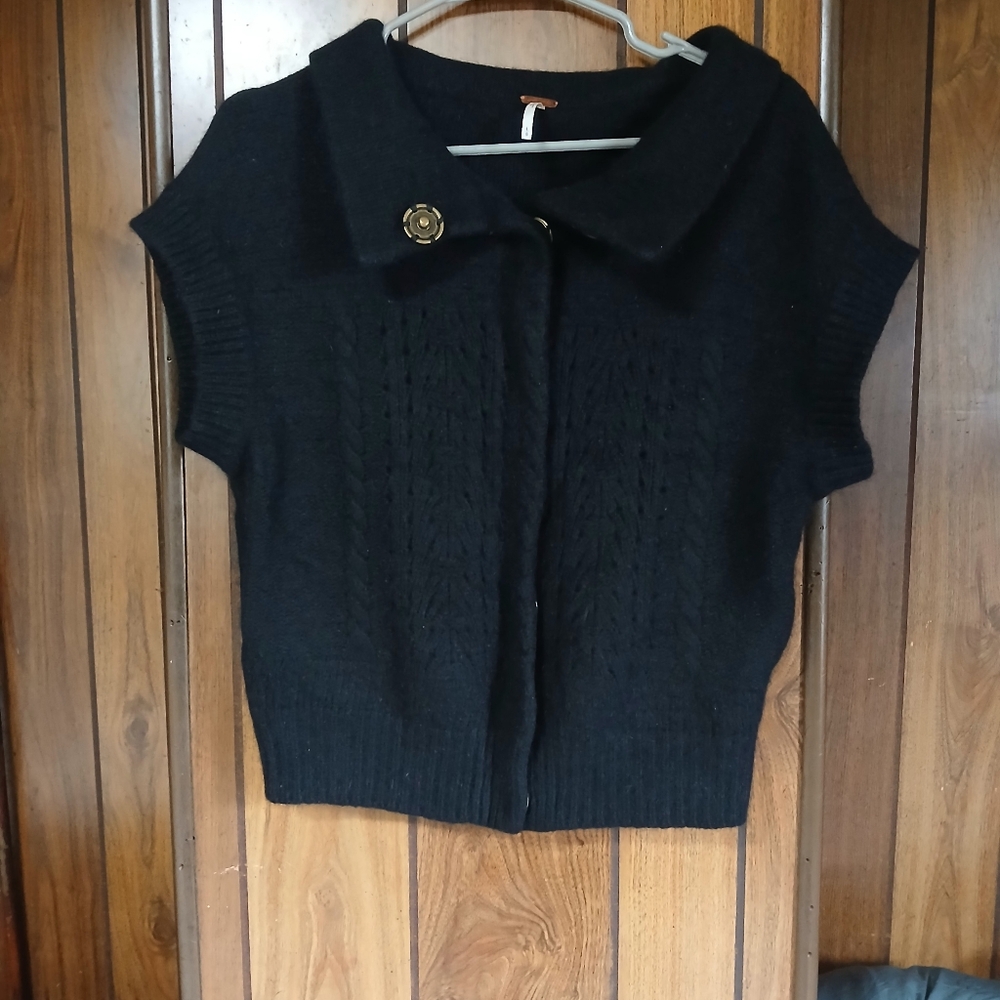 Free People Black Textured Sweater